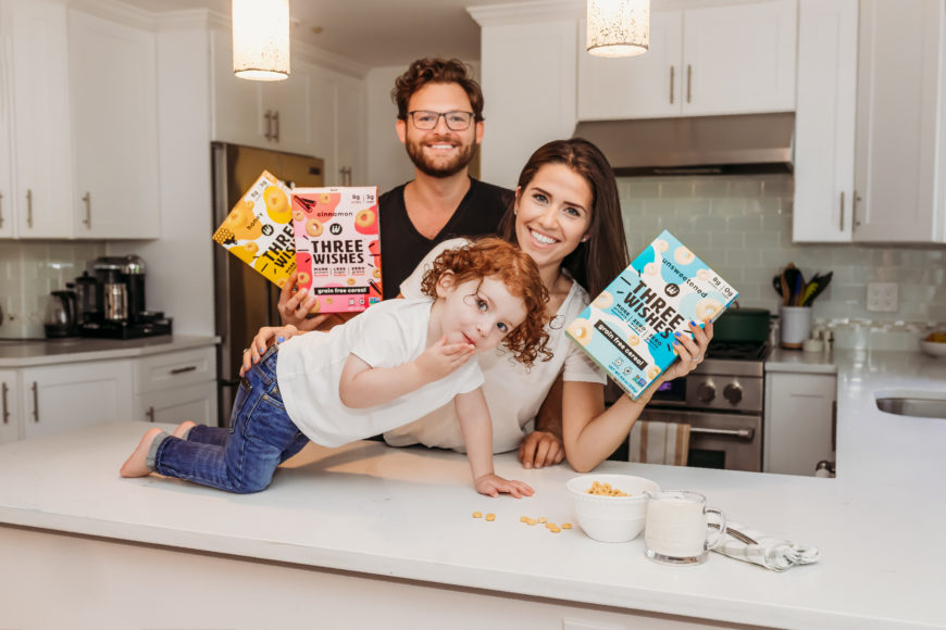 Margaret Wishingrad, CEO of Three Wishes Cereal, with her husband and brand co-founder Ian Wishingrad. Their elder son, Ellis, was the inspiration for the brand.