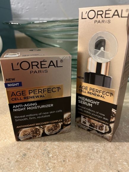  L’Oréal Paris’ Age Perfect Cell Renewal line has a new Midnight Serum and a new Antiaging Night Moisturizer.