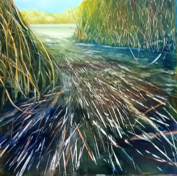 Katharine Draper’s oil painting “Rushing.” At The Lockwood-Mathews Mansion Museum in Norwalk Thursday, April 7, through Aug. 28. Images courtesy the individual artists.