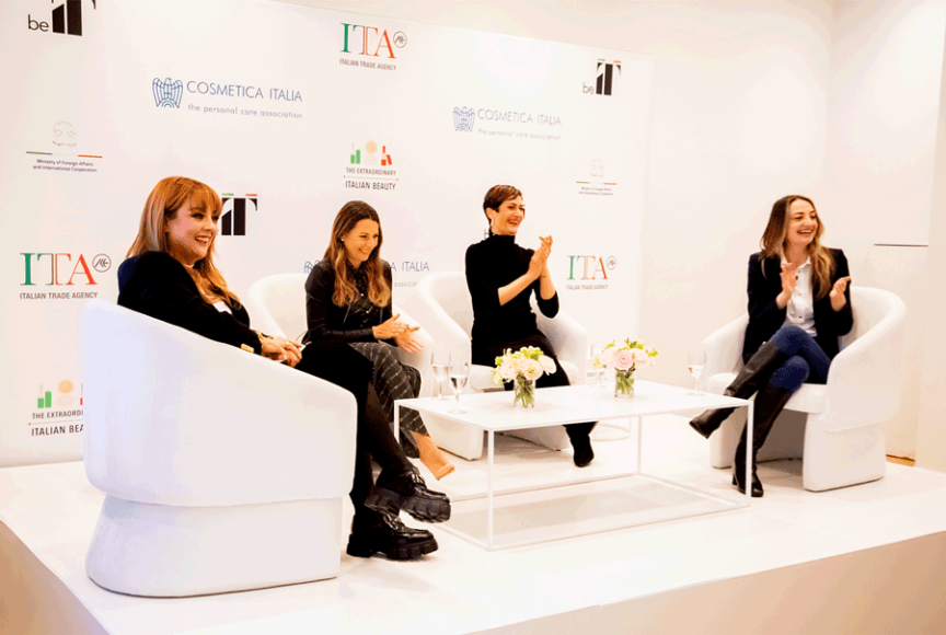 From left, Samantha Barry, editor-in-chief of Glamour magazine; Elisa Giraudi, CEO of Perlier; 

Annalisa Zanoni, founder of Glamove; and Lucrezia Del Papa, head of business development at Olivella. 