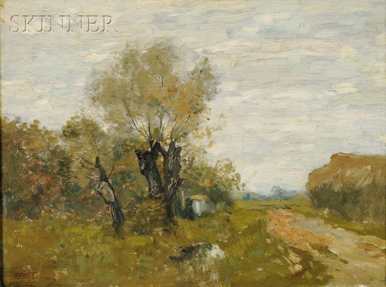 Henry Ward Ranger ‘s “Landscape Near Old Lyme, Connecticut” (circa 1899), oil on academy board. Sold for $2,844 at Skinner Inc. Images courtesy Skinner Inc.