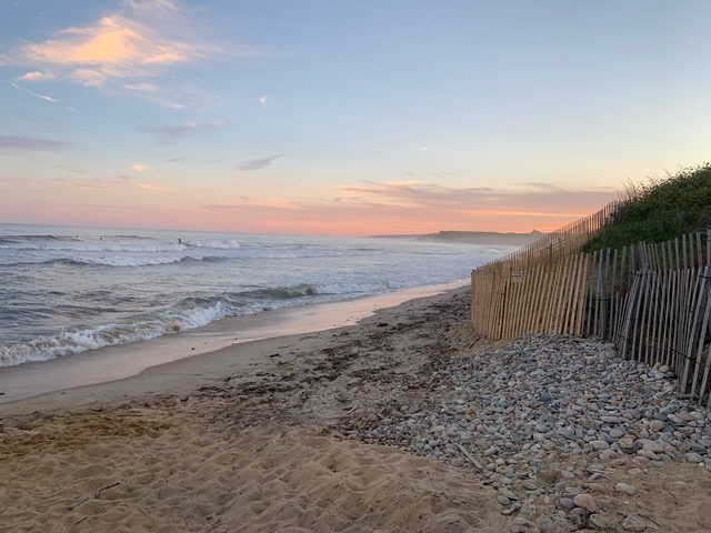 A pastel sunset off the Long Island Sound outside the author’s Montauk home.