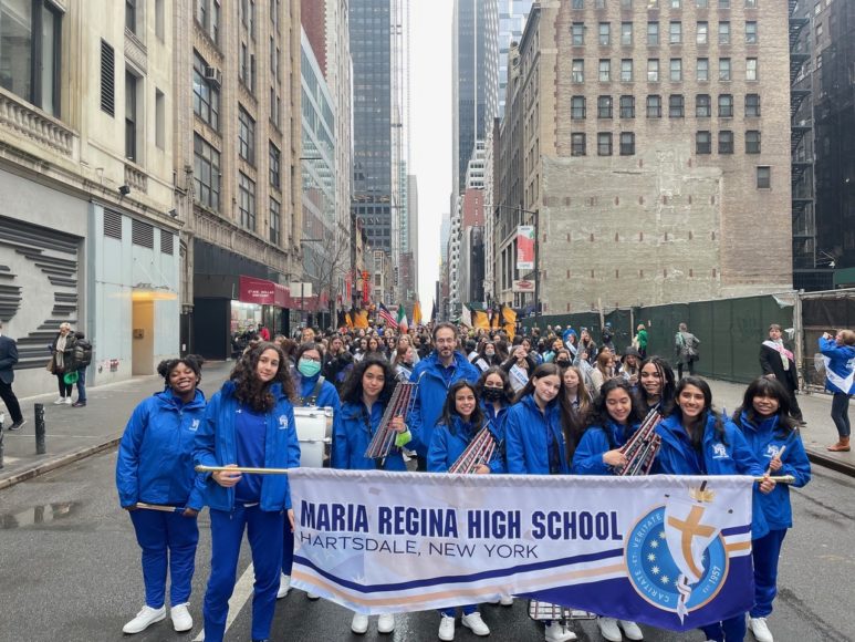 Maria Regina High School’s first-ever marching band is participating in White Plains’ and Ardsley’s Memorial Day Parades and Ceremonies Monday, May 30, which is both the traditional date on which Memorial Day was commemorated and the date of the official observance this year. Courtesy Maria Regina High School.