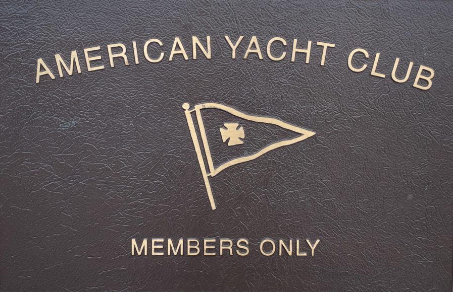 American Yacht Club, Rye, entrance sign