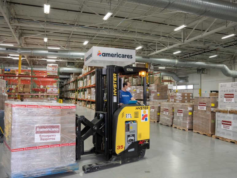 Americares is sending vital medical supplies to Afghanistan, where a devastating earthquake has exacerbated a humanitarian crisis. Here, its global distribution center. Photograph by Mike Demas/Americares.