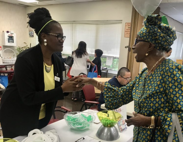 Abbe Udochi, founding chief care manager of New Rochelle-based Concierge Healthcare Consulting, at a 2019 senior expo in New Rochelle with Beryl Dorsett, Ed.D., who served as assistant secretary of elementary and secondary education in the U.S. Department of Education during the Reagan Administration. Dorsett also founded Global Moringa, a humanitarian project, in Kumasi, Ghana. Courtesy Concierge Healthcare Consulting.