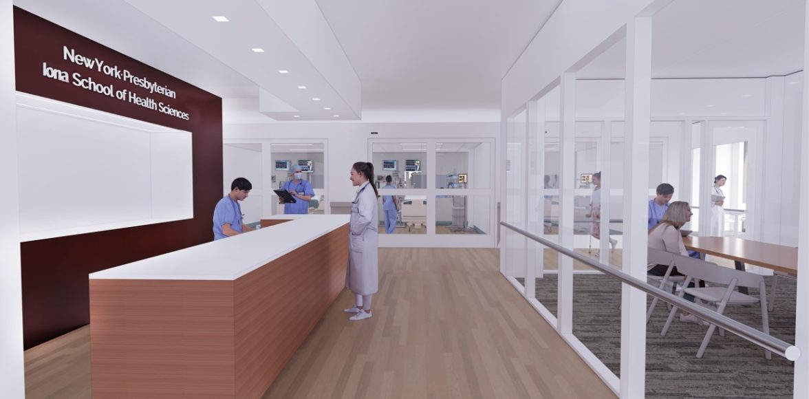 A rendering of a health-care simulation center at the future home of the NewYork-Presbyterian Iona School of Health Sciences in Bronxville.