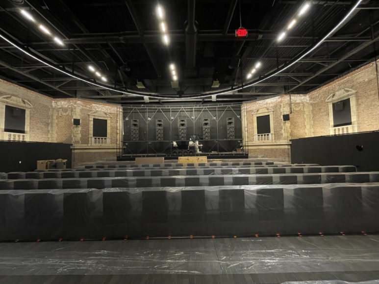 The Mamaroneck Cinemas’ Dolby Atmos Auditorium, seen here under construction, is the largest of the theaters. 
Courtesy Mamaroneck Cinemas.