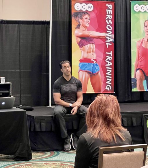 The author at a speaking engagement. Courtesy Roselli Health & Fitness.