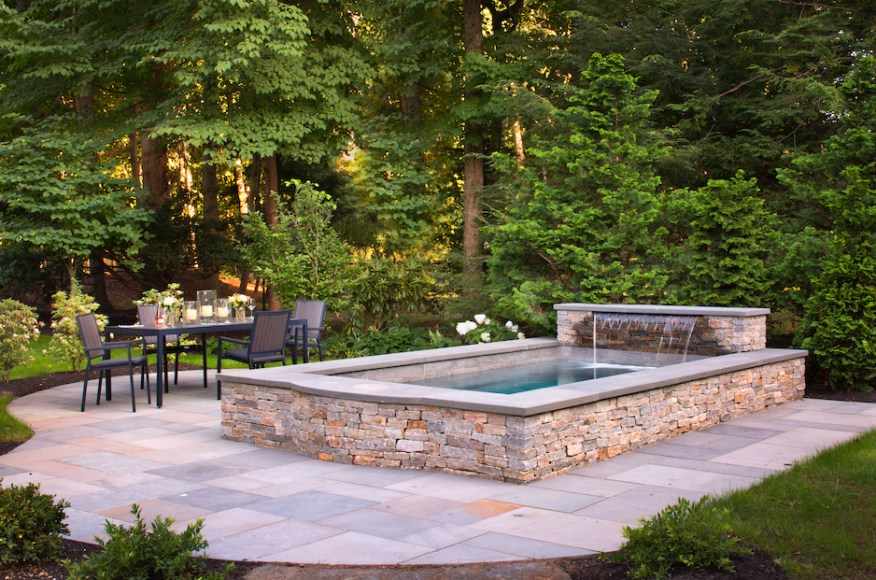 Milton, Massachusetts, home featuring a plunge pool by Soake Pools. Landscape by Nawada Landscape Design & Frank Walsh Landscape. Photograph by Jon Caron.