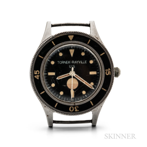 Skinner is proud to be able to offer at auction another vintage Tornek-Rayville Dive Watch, the ultimate tool watch collector’s prize. 