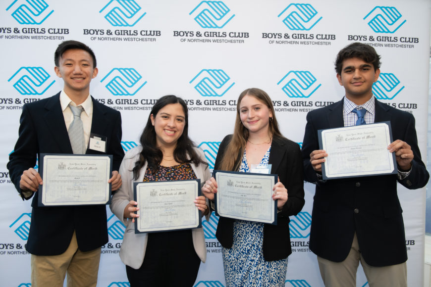 Boys & Girls Club of Northern Westchester Youth of the Year finalists – Bryan J., Kacy E., Ellie S. and Zayaan H.